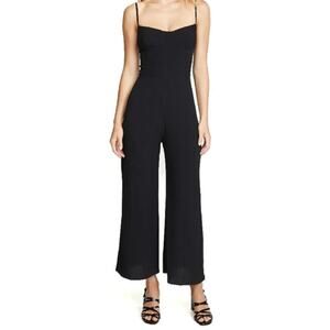 Reformation Gilda Jumpsuit Cropped Wide Leg Flowy V Neck Black Size Medium